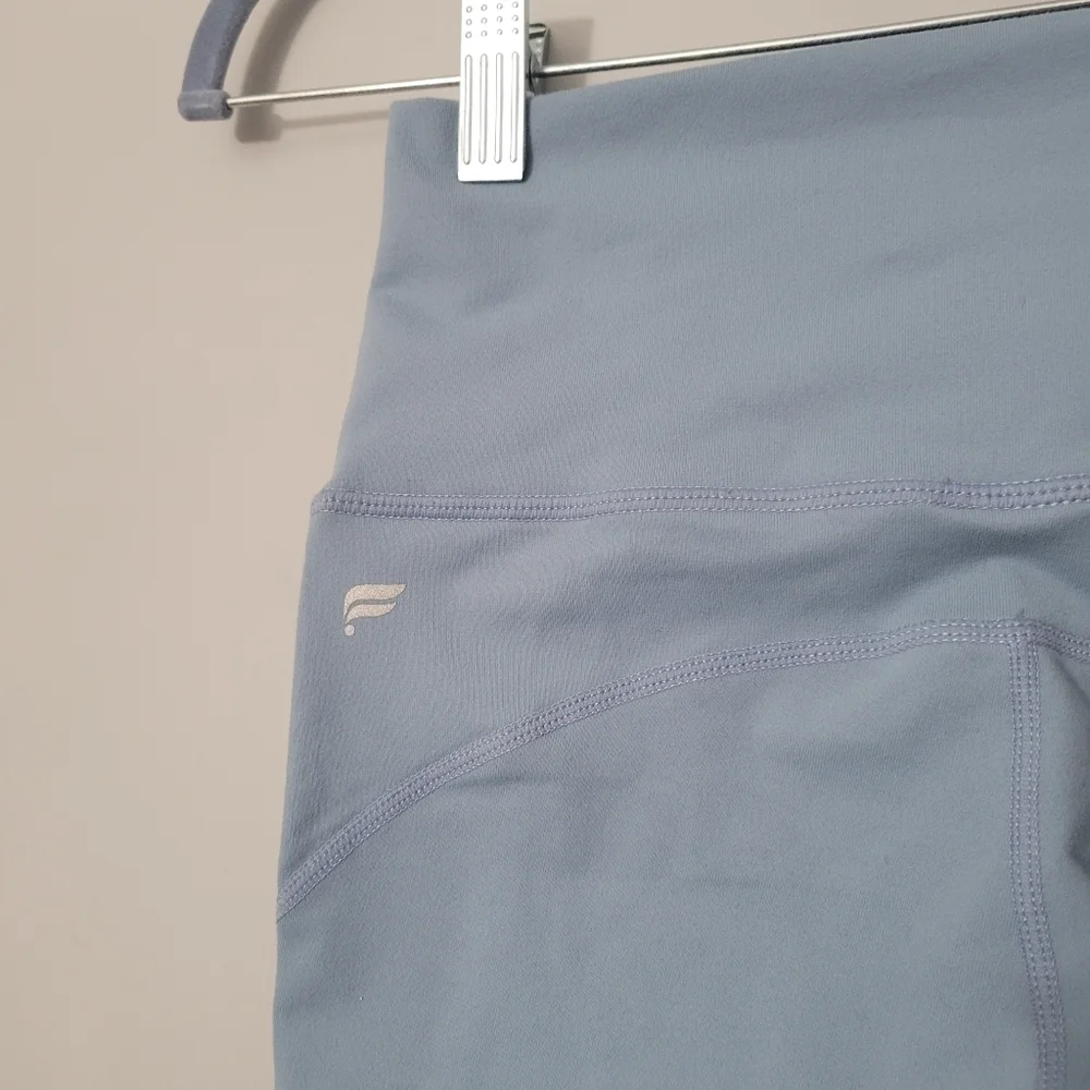 Fabletics Powerhold Baby Blue Logo Stripe Athletic Leggings